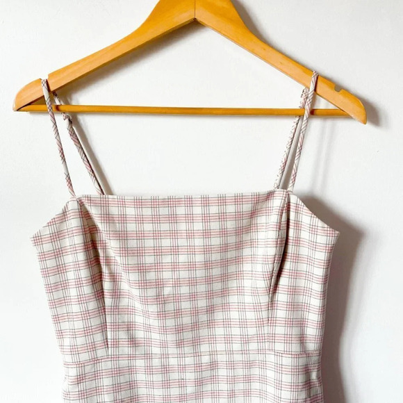 Aritzia Wilfred New Classic Isabelle Check Plaid Mini  Dress Pink White Sz 8 - Picture 3 of 6